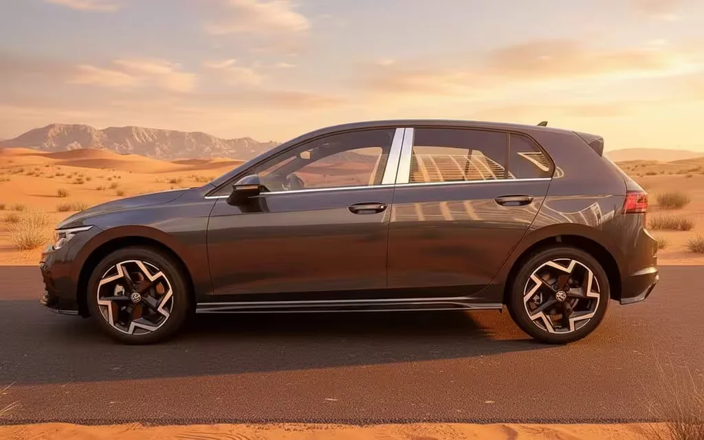 Volkswagen Golf 2025 Dark Gray side profile – rental in Dubai
