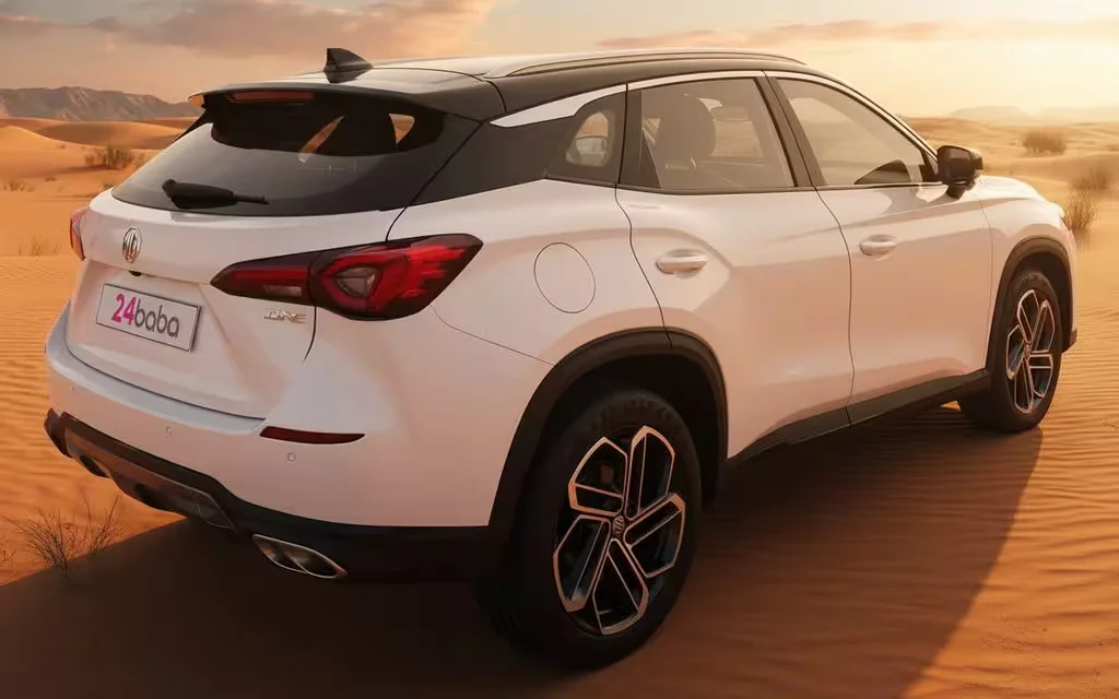 Mg One 2023 White rear view showing taillights – rental in Dubai