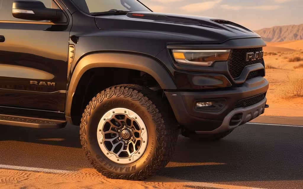Dodge Ram 2023 alloy wheel close up – rental in Dubai