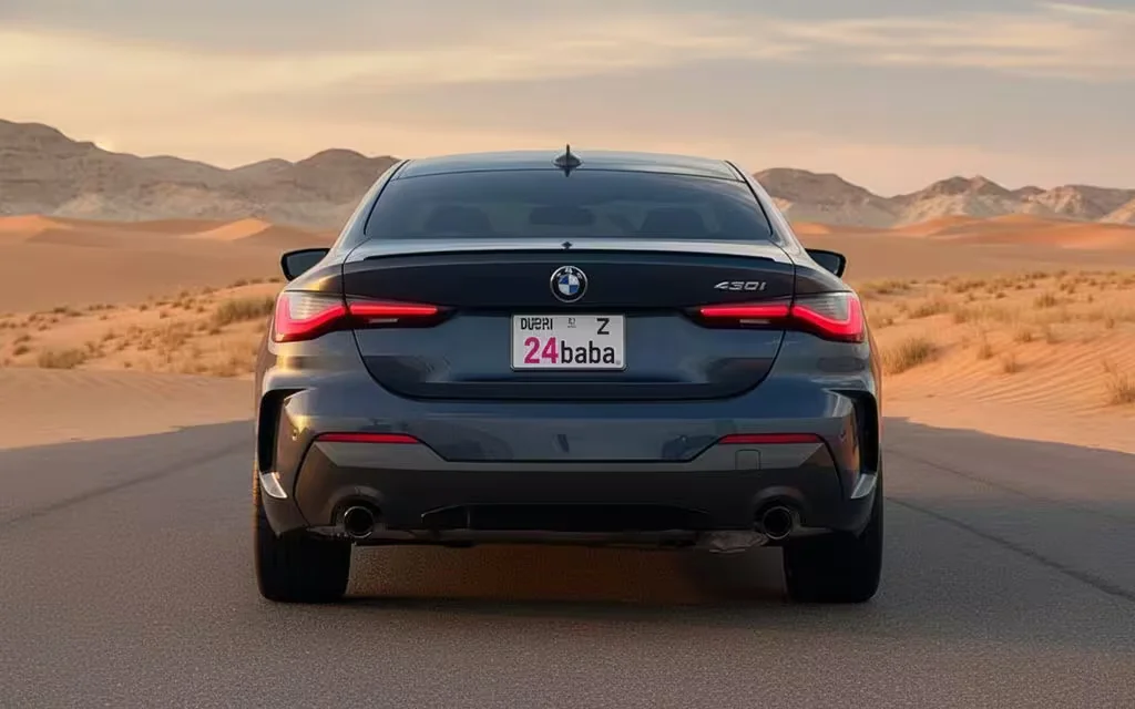 Bmw 430 2022 Grey rear view showing taillights – rental in Dubai