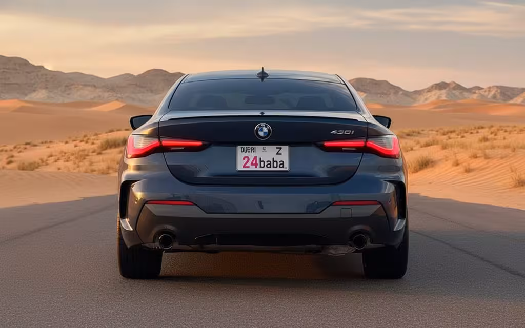 Bmw 430 2022 Grey rear view showing taillights – rental in Dubai