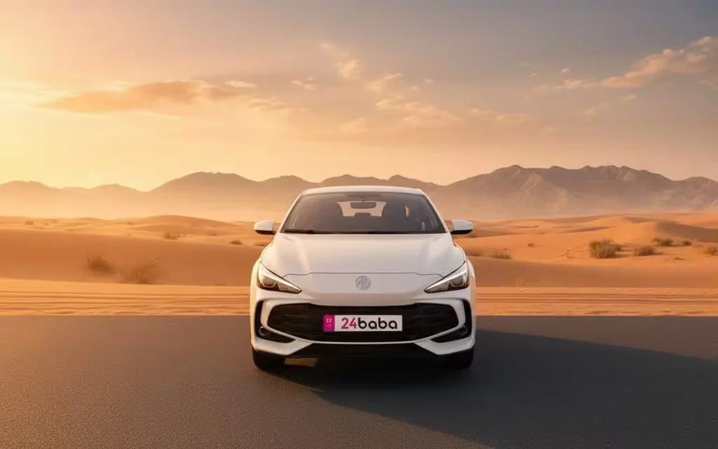 Mg 3 2026 White front view with headlights – rental in Dubai