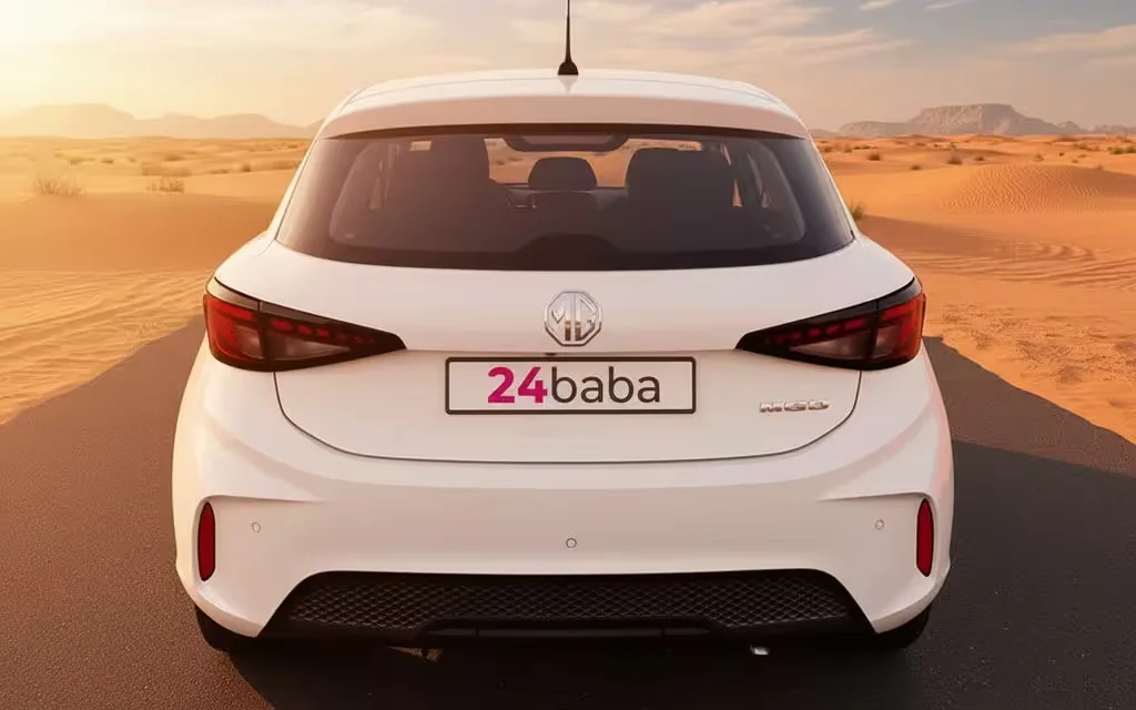 Mg 3 2026 White rear view showing taillights – rental in Dubai
