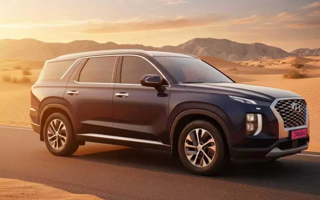 Hyundai Palisade 2022 Blue side profile – rental in Dubai