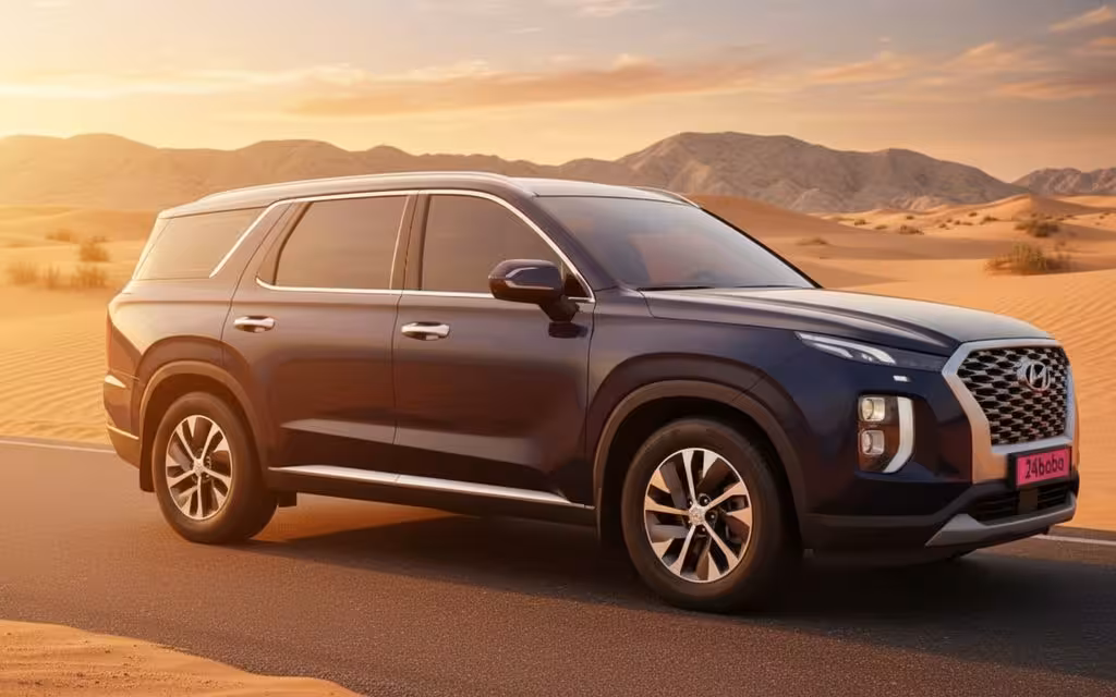 Hyundai Palisade 2022 Blue side profile – rental in Dubai