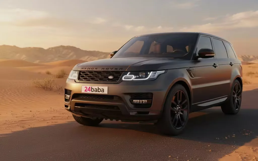 LandRover RangeRoverSport 2021 Grey front view with headlights – rental in Dubai