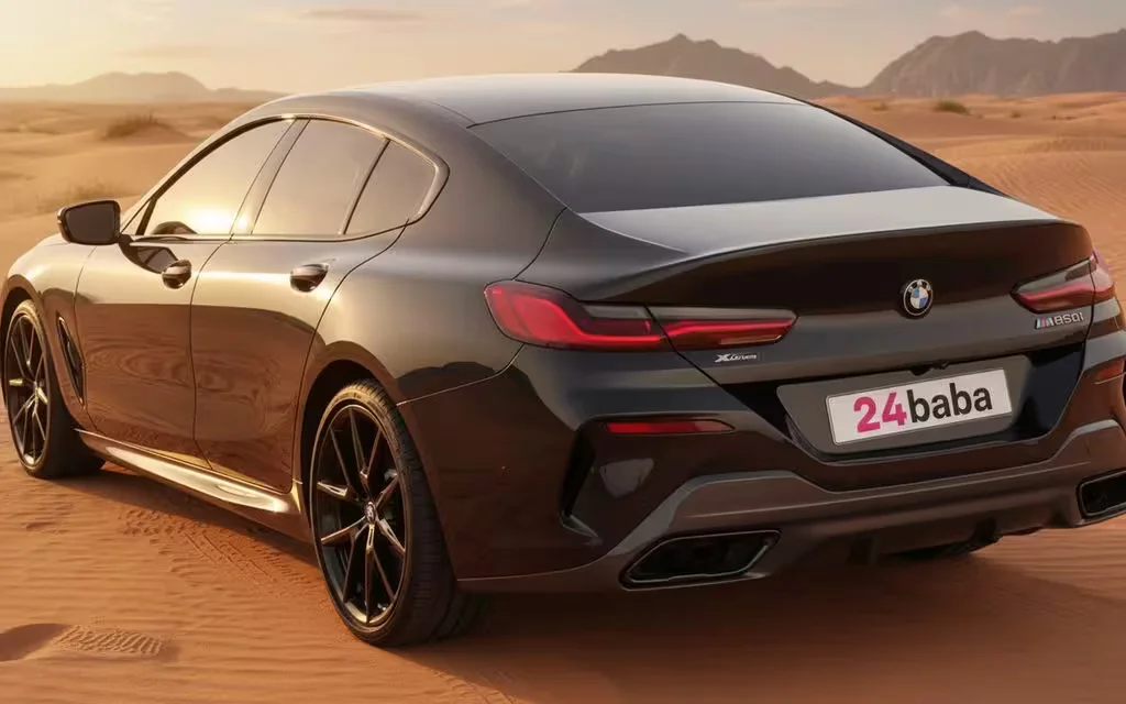 Bmw 850 2022 Black rear view showing taillights – rental in Dubai