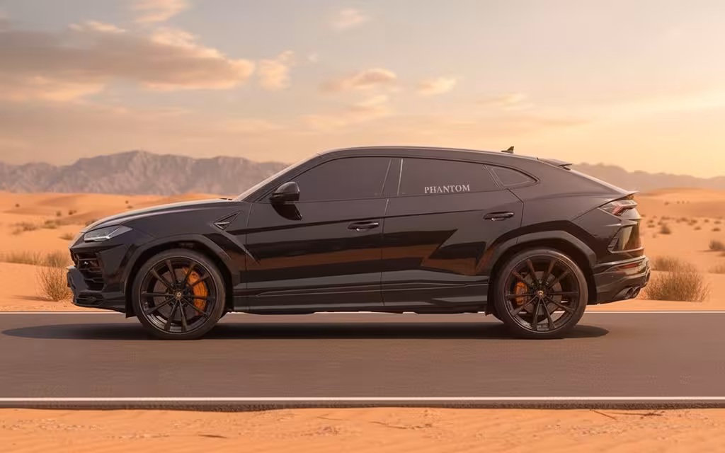 Lamborghini Urus 2020 Black side profile – rental in Dubai