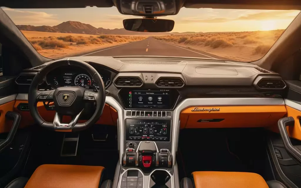 Lamborghini Urus 2020 interior view showing trim – rental in Dubai