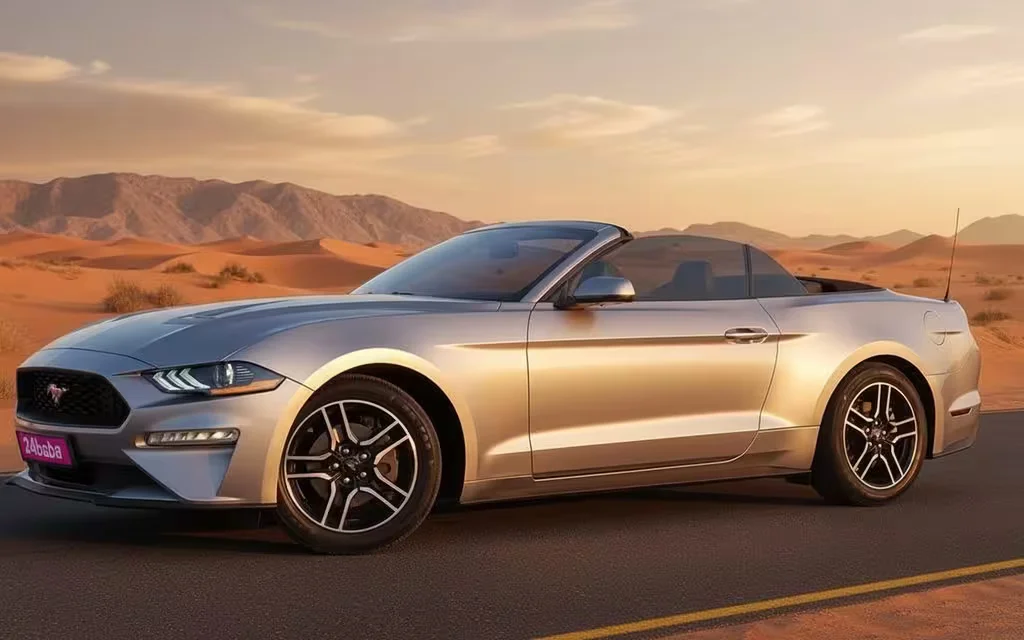 Ford Mustang 2020 Silver side profile – rental in Dubai