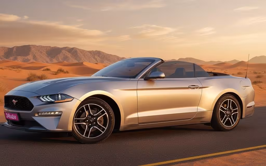 Ford Mustang 2020 Silver side profile – rental in Dubai