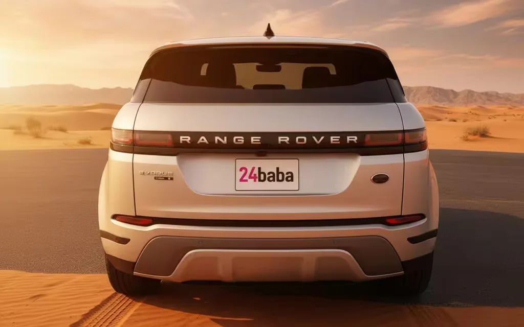 LandRover RangeRoverEvoque 2021 Grey rear view showing taillights – rental in Dubai