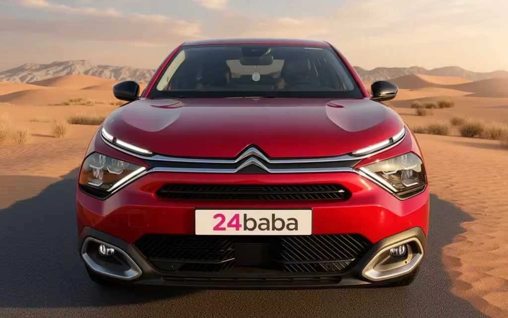 Citroen C4 2024 Red front view with headlights – rental in Dubai