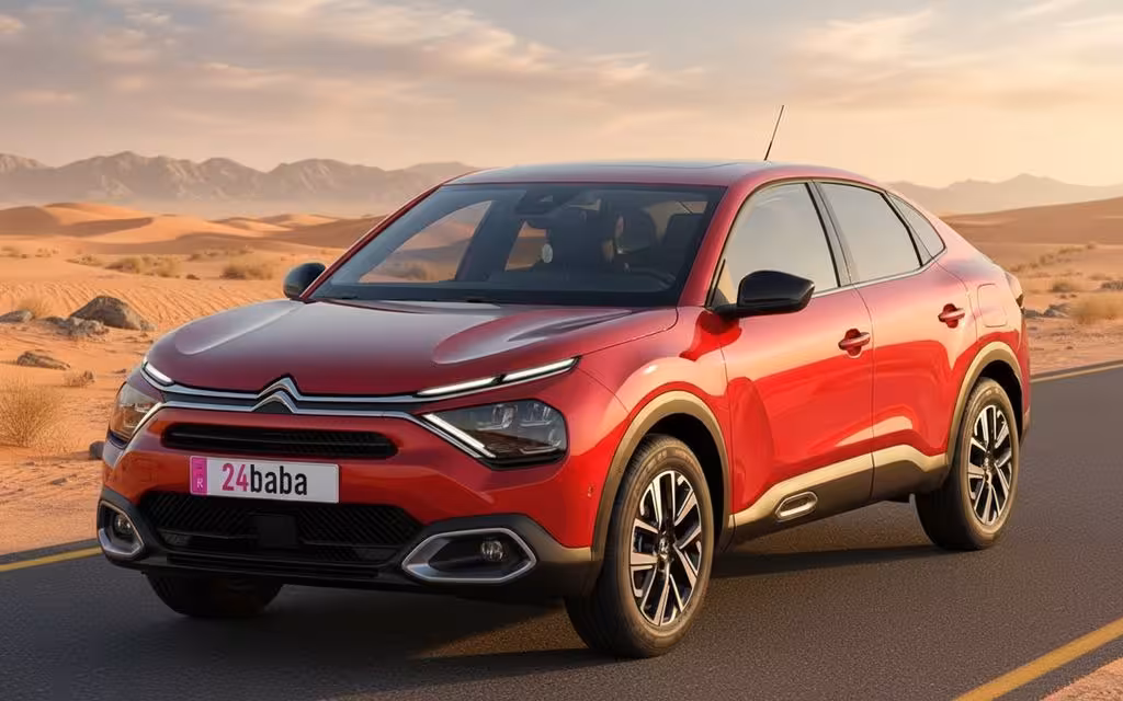 Citroen C4 2024 Red parked outdoor scene – rental in Dubai