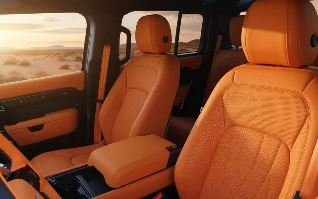 LandRover Defender 2022 leather seats and cabin – rental in Dubai