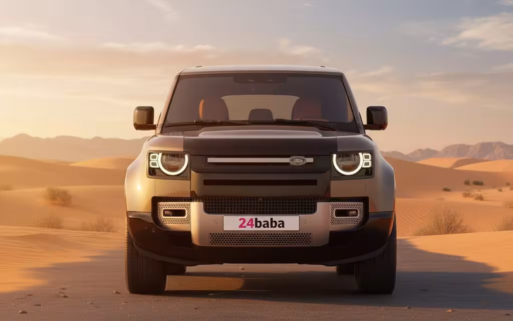 LandRover Defender 2022 Brown front view with headlights – rental in Dubai