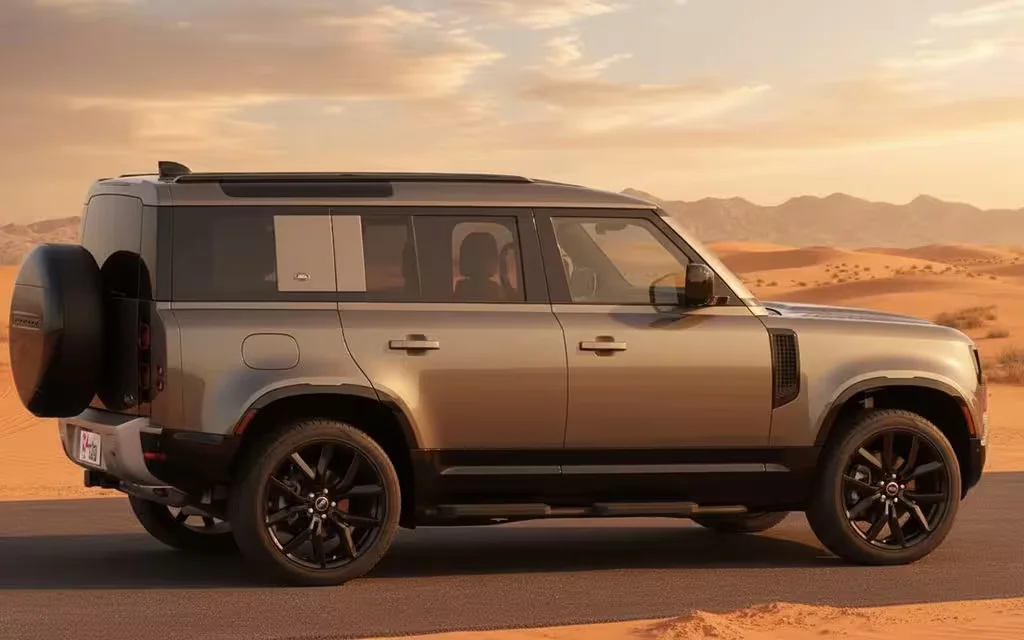 LandRover Defender 2022 Brown side profile – rental in Dubai