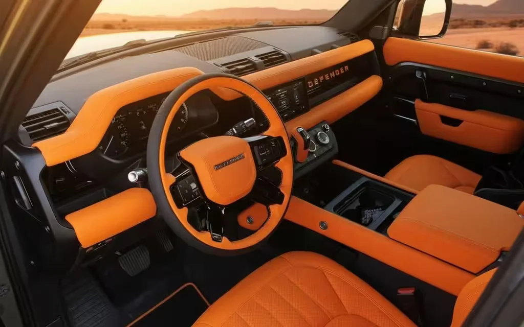 LandRover Defender 2022 interior view showing trim – rental in Dubai