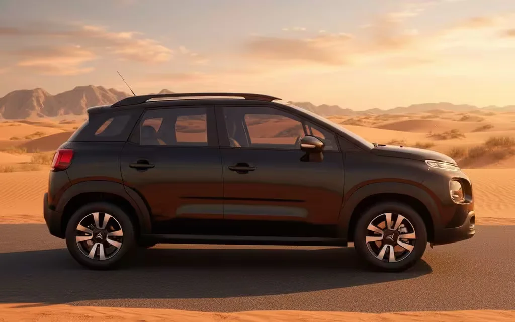 Citroen C3 2022 Black side profile – rental in Dubai