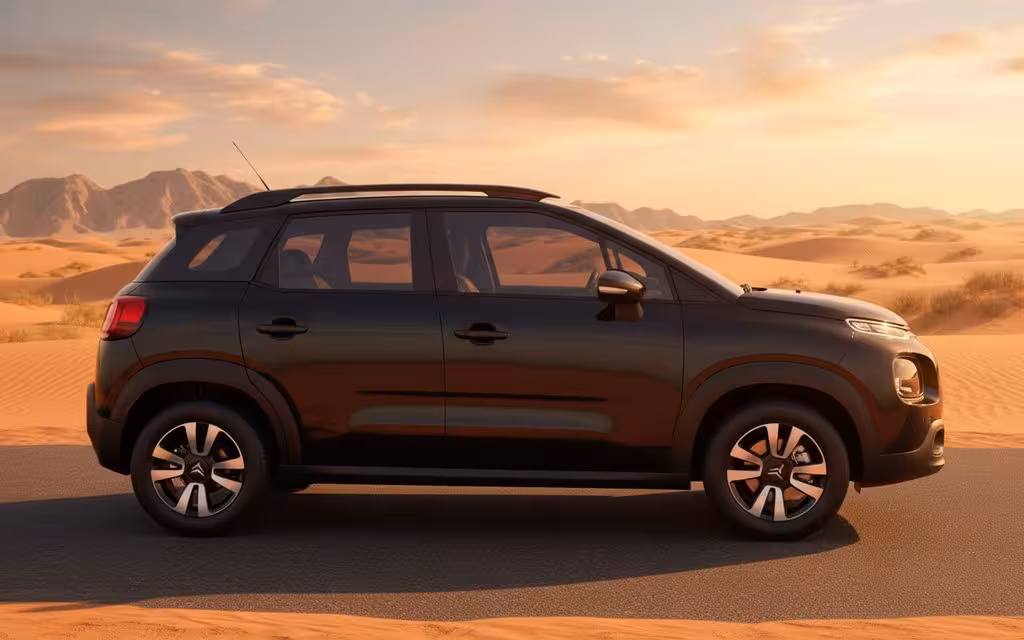 Citroen C3 2022 Black side profile – rental in Dubai