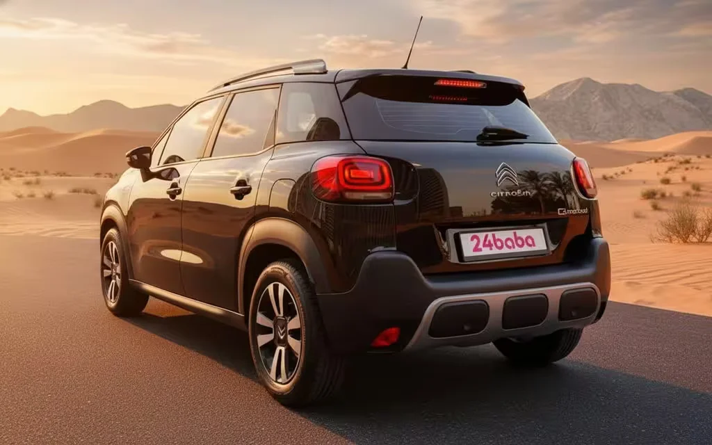 Citroen C3 2022 Black rear view showing taillights – rental in Dubai