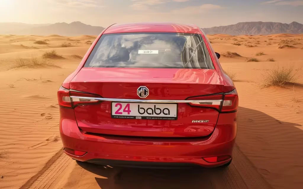 Mg 5 2024 Red rear view showing taillights – rental in Dubai