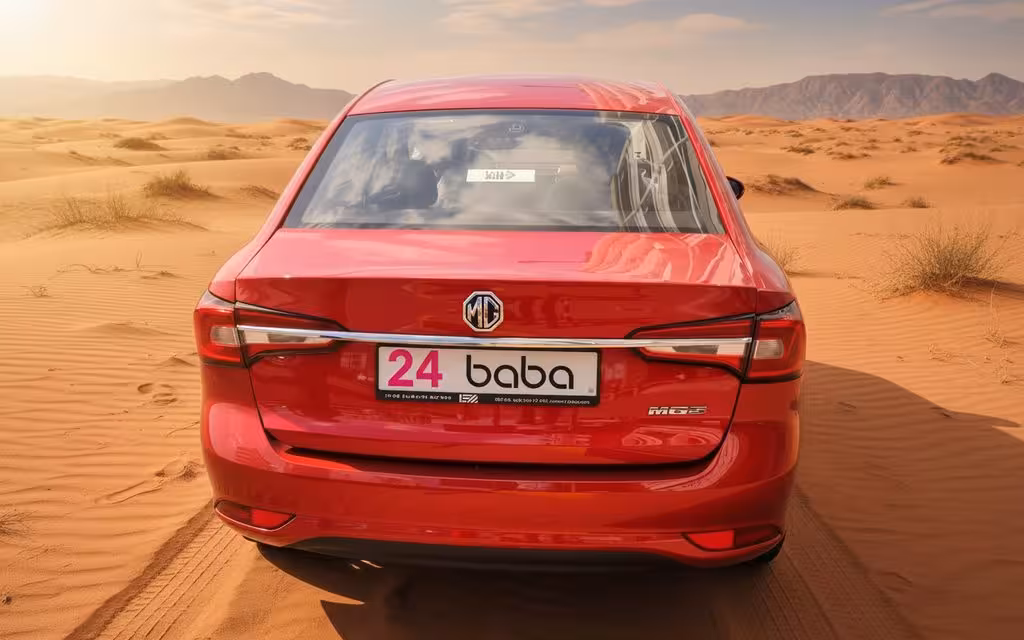 Mg 5 2024 Red rear view showing taillights – rental in Dubai