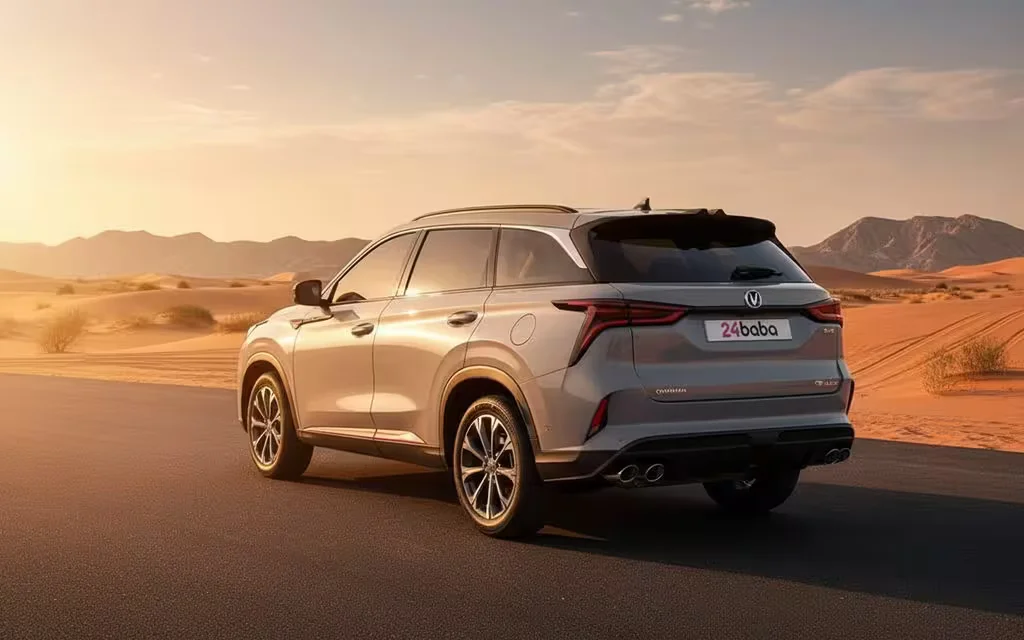 Changan Cs75 2022 Grey rear view showing taillights – rental in Dubai