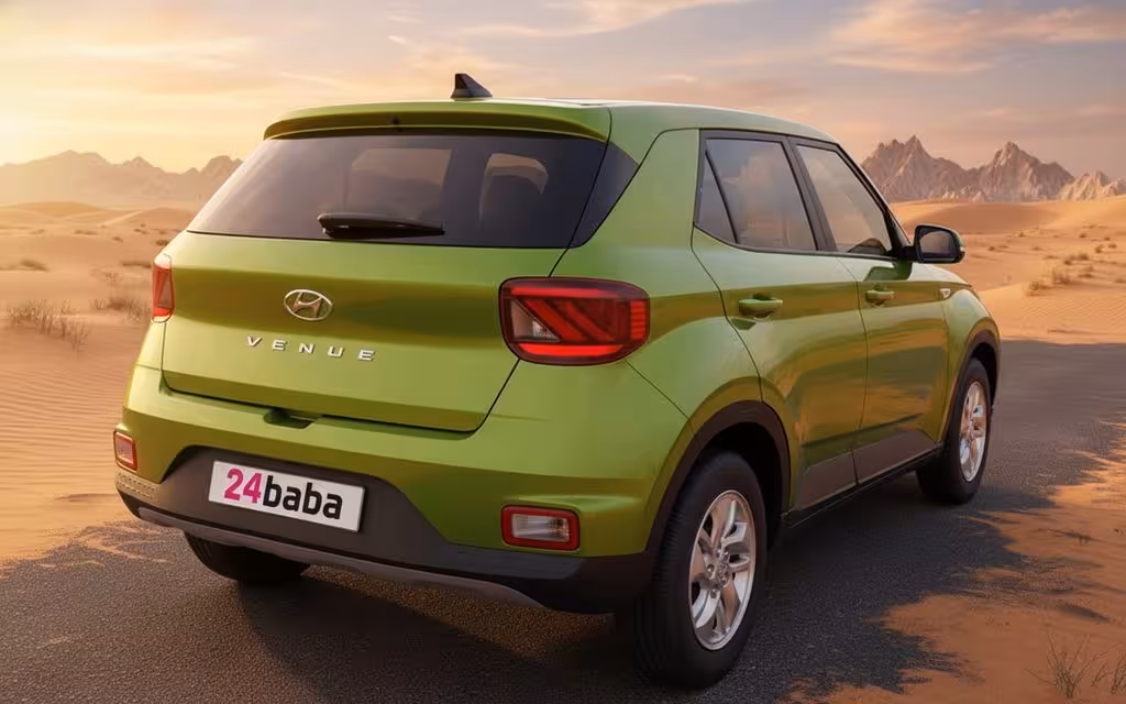 Hyundai Venue 2022 Green rear view showing taillights – rental in Dubai