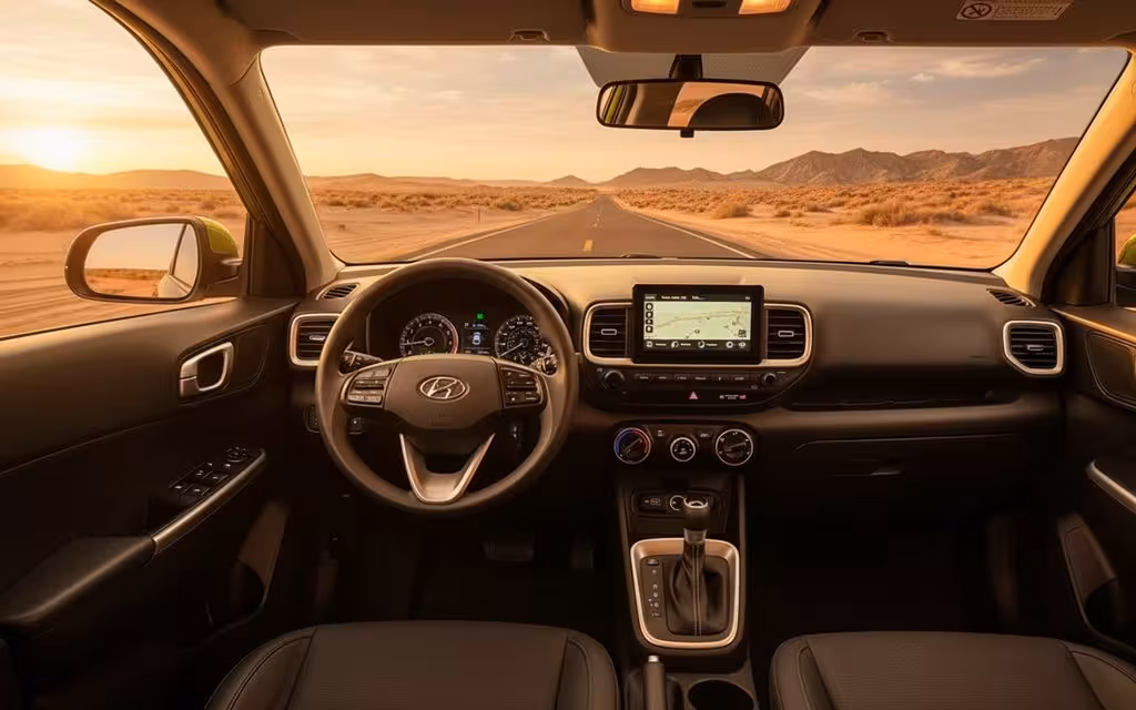 Hyundai Venue 2022 dashboard and infotainment – rental in Dubai