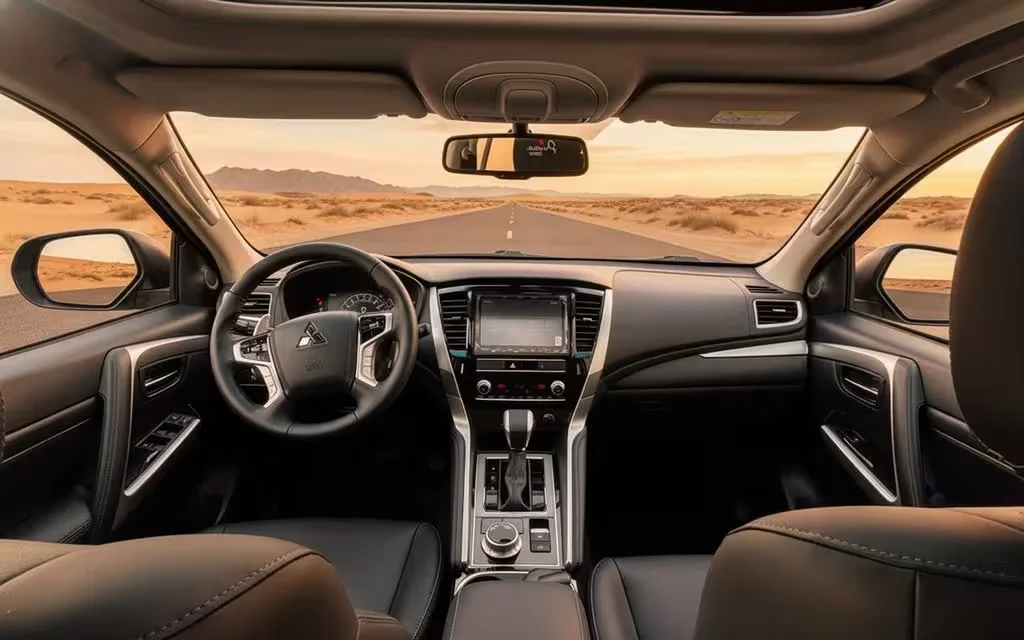 Mitsubishi Montero 2023 interior view showing trim – rental in Dubai