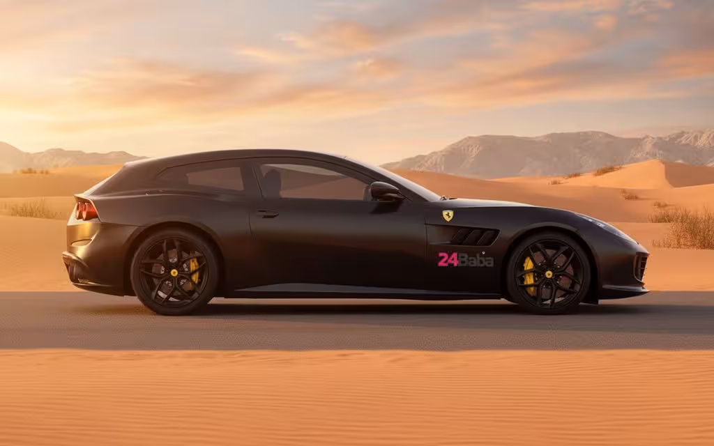 Ferrari Gtc4Lusso 2024 Black side profile – rental in Dubai