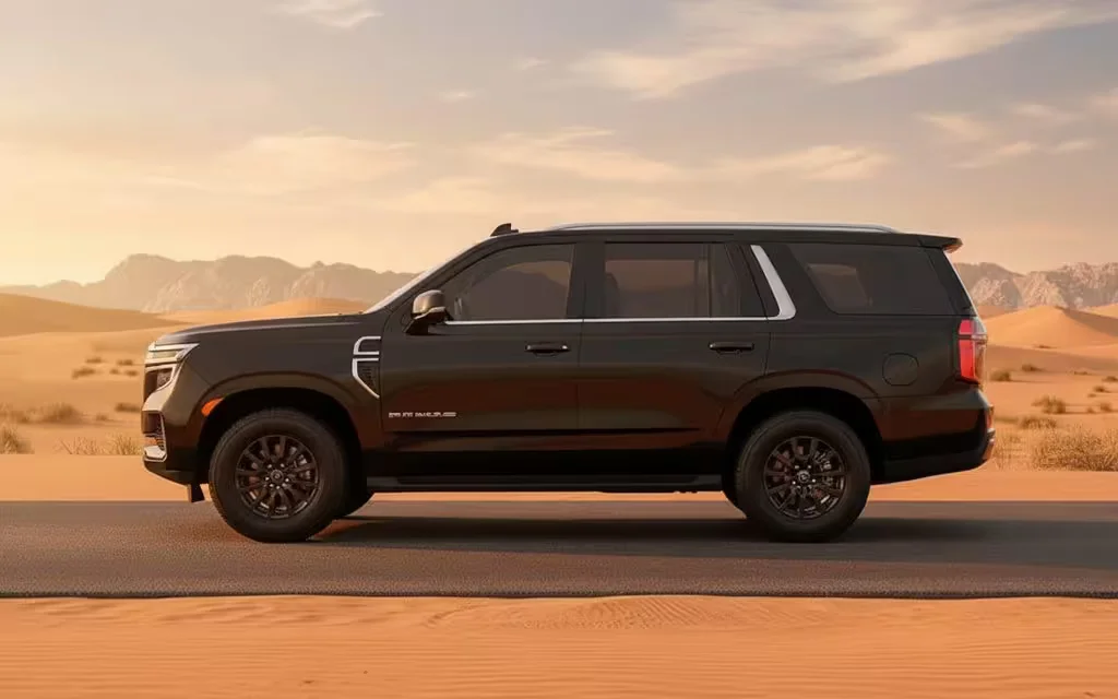 Nissan Patrol 2025 Black side profile – rental in Dubai