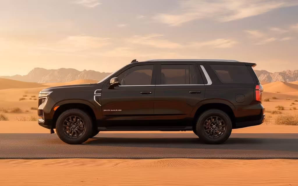 Nissan Patrol 2025 Black side profile – rental in Dubai