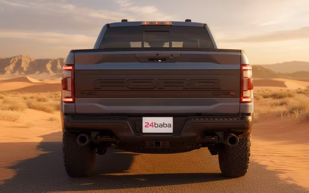 Ford F Series 2023 Blue rear view showing taillights – rental in Dubai