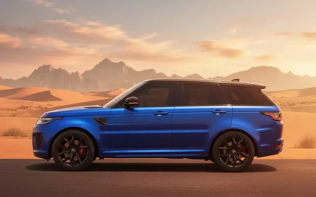 LandRover RangeRoverSport 2020 Blue side profile – rental in Dubai