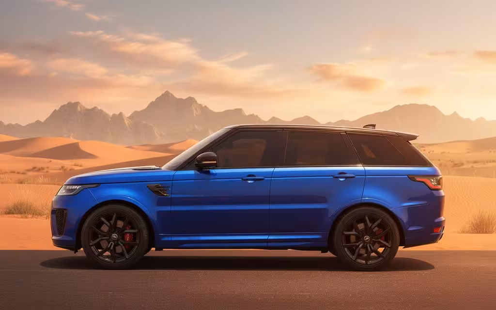 LandRover RangeRoverSport 2020 Blue side profile – rental in Dubai