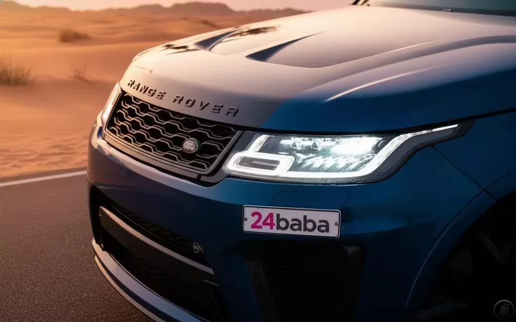 LandRover RangeRoverSport 2020 Blue front view with headlights – rental in Dubai