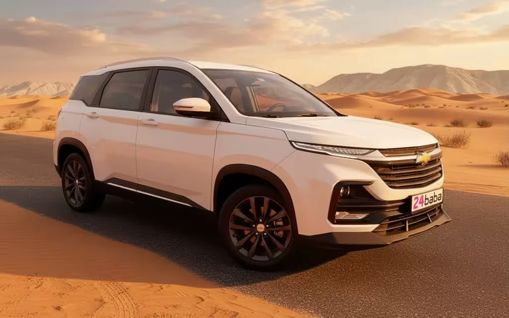 Chevrolet Captiva 2026 White front view with headlights – rental in Dubai