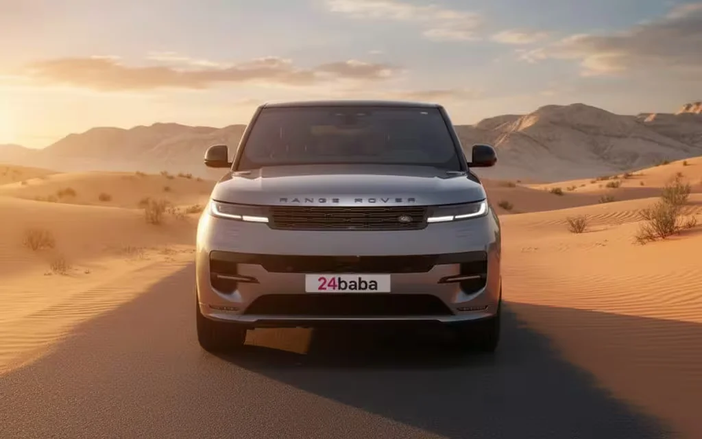 LandRover RangeRoverSport 2025 Grey front view with headlights – rental in Dubai