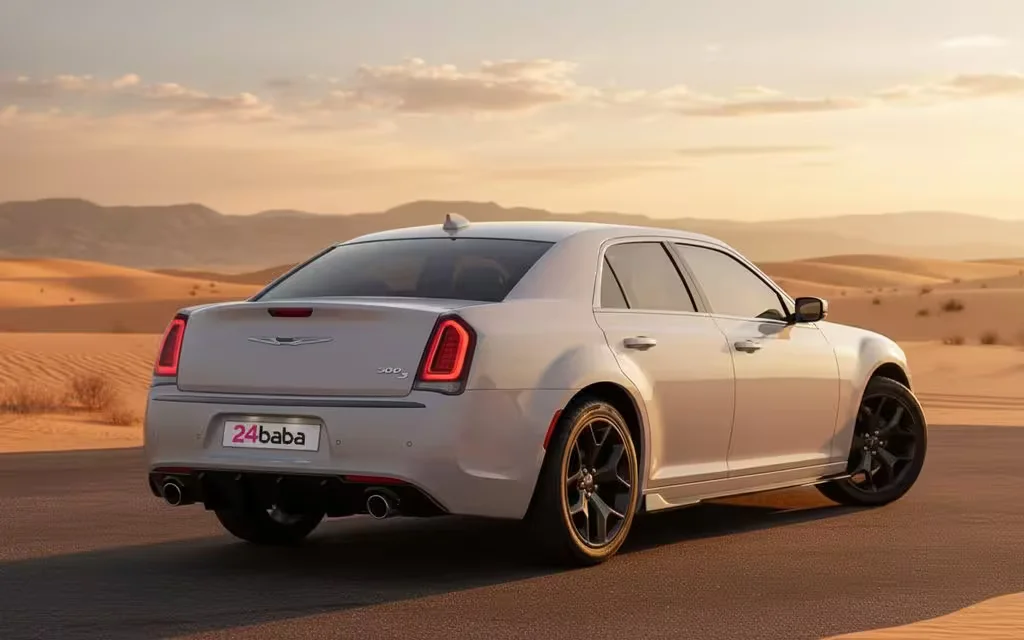 Chrysler 300 2021 White parked outdoor scene – rental in Dubai