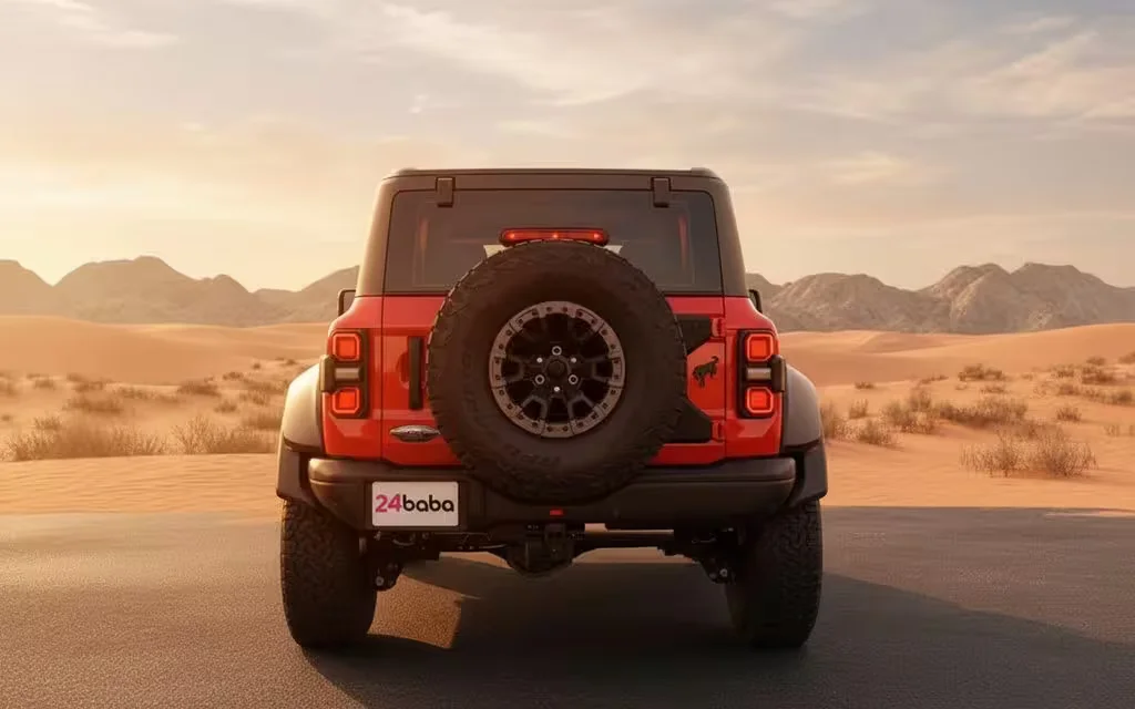 Ford Bronco 2023 Orange rear view showing taillights – rental in Dubai
