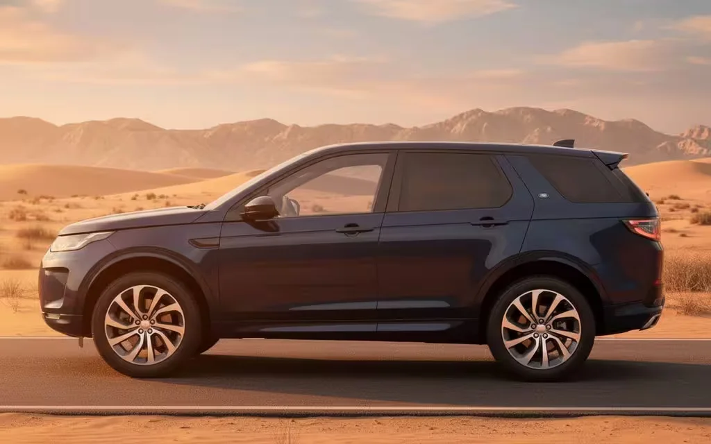 LandRover Discovery 2022 Blue side profile – rental in Dubai