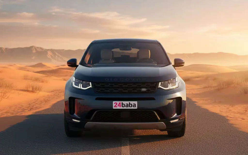 LandRover Discovery 2022 Blue front view with headlights – rental in Dubai