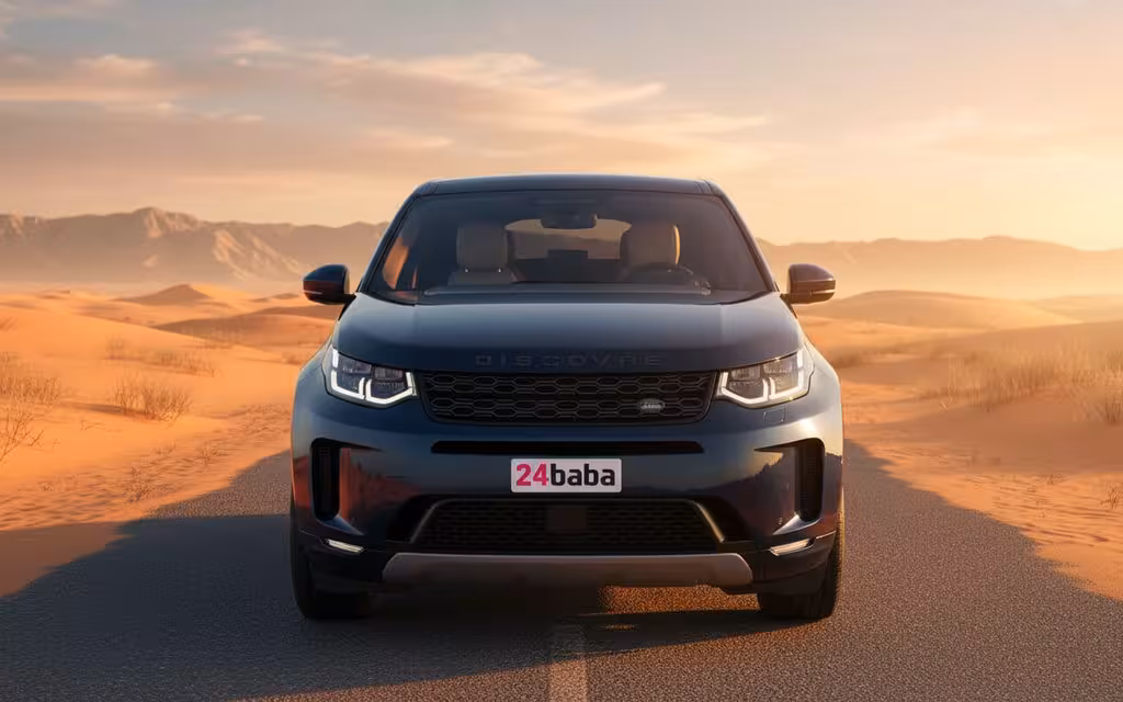 LandRover Discovery 2022 Blue front view with headlights – rental in Dubai