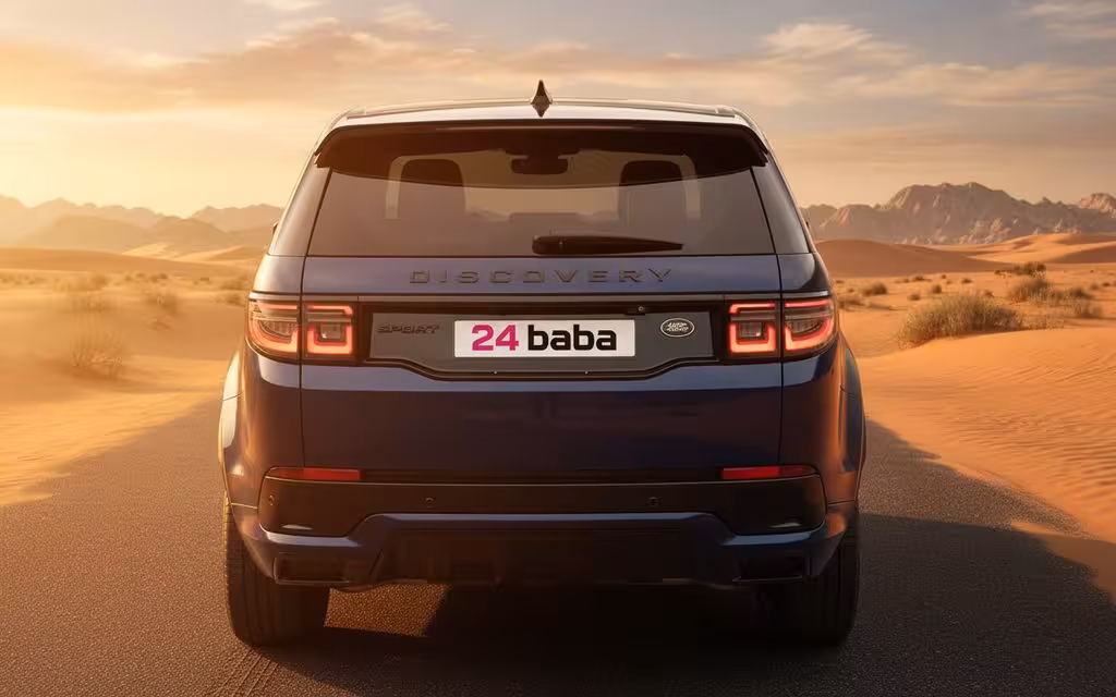 LandRover Discovery 2022 Blue rear view showing taillights – rental in Dubai