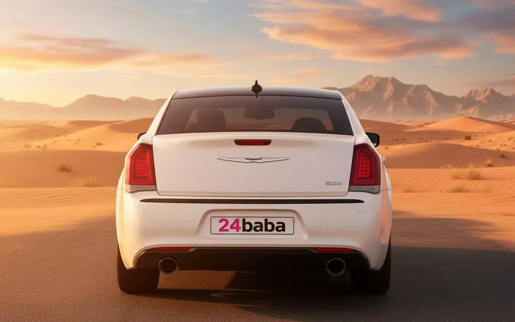 Chrysler 300 2025 White rear view showing taillights – rental in Dubai