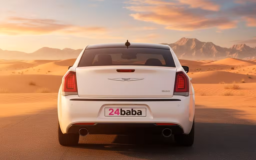 Chrysler 300 2025 White rear view showing taillights – rental in Dubai