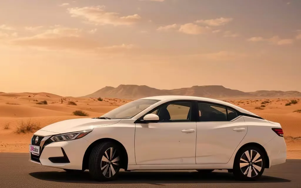 Nissan Sentra 2021 White side profile – rental in Dubai