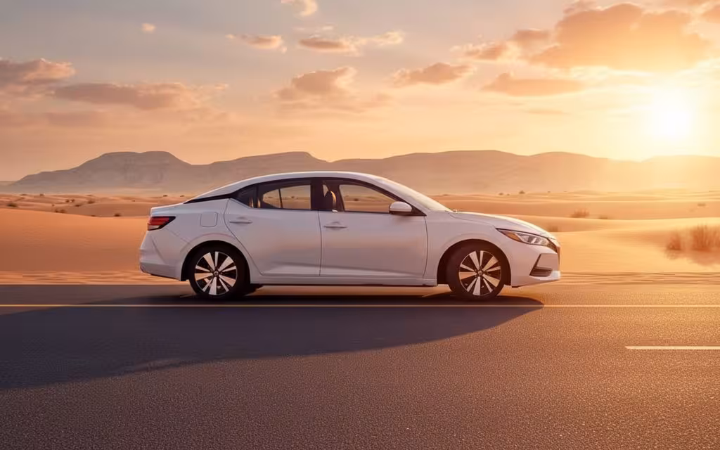 Nissan Sentra 2021 White side profile – rental in Dubai